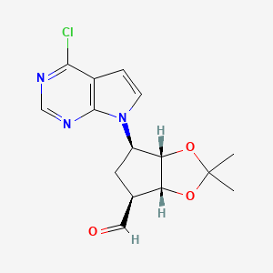 (3aR,4S,6R,6aS)-6-{4-chloro-7H-pyrrolo[2,3-d]pyrimidin-7-yl}-2,2-dimethyl-hexahydrocyclopenta[d][1,3]dioxole-4-carbaldehyde