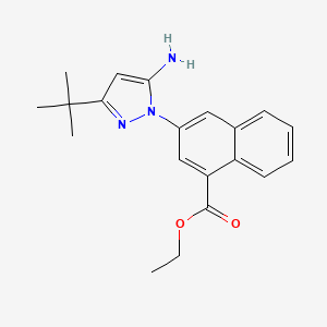 molecular formula C20H23N3O2 B8492648 ethyl 3-(5-amino-3-t-butyl-1H-pyrazol-1-yl)-1-naphthoate 