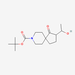 molecular formula C16H27NO4 B8492894 tert-Butyl 2-(1-hydroxyeth-1-yl)-1-oxo-8-azaspiro[4.5]decane 8-carboxylate 