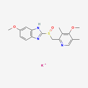 molecular formula C17H19KN3O3S B8492978 1H-Benzimidazole, 6-methoxy-2-[(R)-[(4-methoxy-3,5-dimethyl-2-pyridinyl)methyl]sulfinyl]-, potassium salt (1:1) CAS No. 95510-71-7