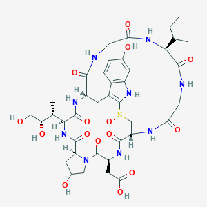 B084932 2-[(1R,4S,10S,13S,16S,34S)-34-Butan-2-yl-13-[(2R,3S)-3,4-dihydroxybutan-2-yl]-8,22-dihydroxy-2,5,11,14,27,30,33,36,39-nonaoxo-27lambda4-thia-3,6,12,15,25,29,32,35,38-nonazapentacyclo[14.12.11.06,10.018,26.019,24]nonatriaconta-18(26),19(24),20,22-tetraen-4-yl]acetic acid CAS No. 13567-07-2