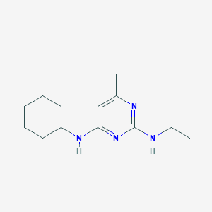 molecular formula C13H22N4 B8493350 2-Ethylamino-4-cyclohexylamino-6-methylpyrimidine 