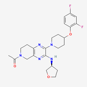 molecular formula C24H29F2N5O3 B8493523 (S)-1-(2-(4-(2,4-difluorophenoxy)piperidin-1-yl)-3-(tetrahydrofuran-3-ylamino)-7,8-dihydropyrido[3,4-b]pyrazin-6(5H)-yl)ethanone 