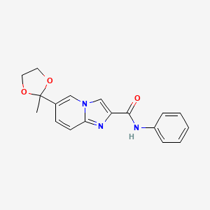 molecular formula C18H17N3O3 B8493579 6-(2-methyl-1,3-dioxolan-2-yl)-N-phenylimidazo[1,2-a]pyridine-2-carboxamide 