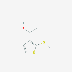 molecular formula C8H12OS2 B8493649 3-(1-Hydroxypropyl)2-methylthiothiophene CAS No. 111881-79-9