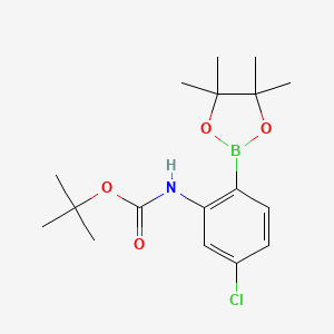 molecular formula C17H25BClNO4 B8494048 Tert-butyl 5-chloro-2-(4,4,5,5-tetramethyl-1,3,2-dioxaborolan-2-yl)phenyl-carbamate 