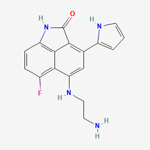 molecular formula C17H15FN4O B8494121 5-[(2-Aminoethyl)amino]-6-fluoro-3-(1H-pyrrol-2-YL)benzo[CD]indol-2(1H)-one 