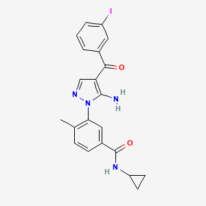 molecular formula C21H19IN4O2 B8494136 3-(5-amino-4-(3-iodobenzoyl)-1H-pyrazol-1-yl)-N-cyclopropyl-4-methylbenzamide 