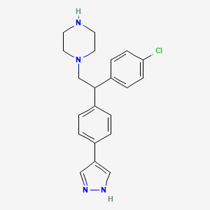 B8494143 1-{2-(4-Chloro-phenyl)-2-[4-(1H-pyrazol-4-yl)-phenyl]-ethyl}-piperazine CAS No. 857531-23-8