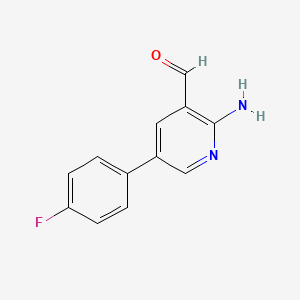 molecular formula C12H9FN2O B8494345 2-Amino-5-(4-fluorophenyl)nicotinaldehyde 