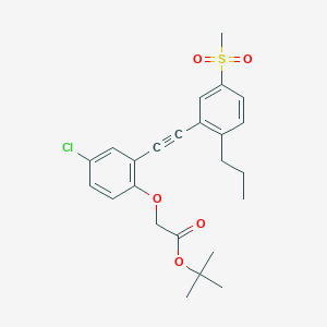 molecular formula C24H27ClO5S B8494528 Tert-butyl(4-chloro-2-{[5-(methylsulfonyl)-2-propylphenyl]ethynyl}phenoxy)acetate 