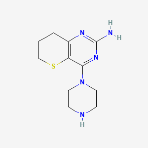 molecular formula C11H17N5S B8494595 2-amino-4-piperazino-7,8-dihydro-6H-thiopyrano[3,2-d]pyrimidine 