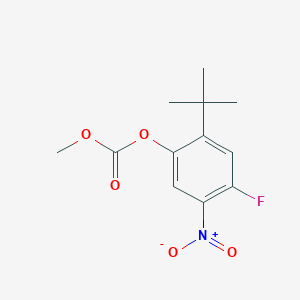 molecular formula C12H14FNO5 B8494612 2-Tert-butyl-4-fluoro-5-nitrophenyl methyl carbonate 