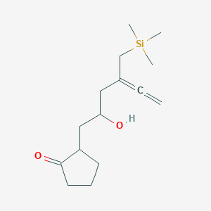 molecular formula C15H26O2Si B8494684 2-(2-Hydroxy-4-trimethylsilanylmethyl-hexa-4,5-dienyl)-cyclopentanone CAS No. 832743-77-8