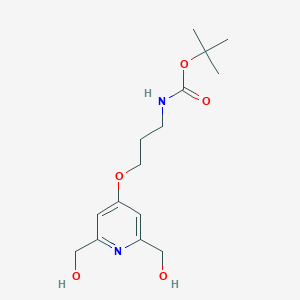 molecular formula C15H24N2O5 B8494702 4-(3-Tert-butoxycarbonylamino-propoxy)-2,6-bis-(hydroxymethyl)pyridine 
