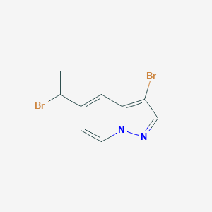 molecular formula C9H8Br2N2 B8494716 3-Bromo-5-(1-bromoethyl)pyrazolo[1,5-a]pyridine 
