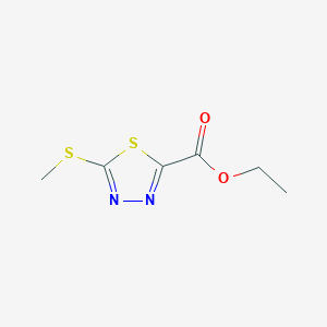 molecular formula C6H8N2O2S2 B8494764 5-Methylthio-1,3,4-thiadiazole-2-carboxylic acid ethylester 