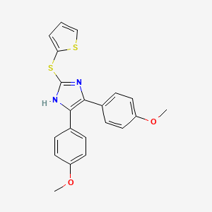 molecular formula C21H18N2O2S2 B8495027 4,5-Bis(4-methoxyphenyl)-2-[(thiophen-2-yl)sulfanyl]-1H-imidazole CAS No. 81527-04-0