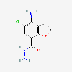 molecular formula C9H10ClN3O2 B8495031 4-Amino-5-chloro-2,3-dihydro benzofuran-7-carboxylic acid hydrazide 