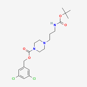 molecular formula C20H29Cl2N3O4 B8495186 3,5-Dichlorobenzyl 4-(3-(tert-butoxycarbonylamino)propyl)piperazine-1-carboxylate 