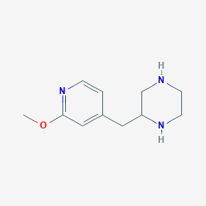 molecular formula C11H17N3O B8495321 2-((2-Methoxy-4-pyridinyl)methyl)piperazine 