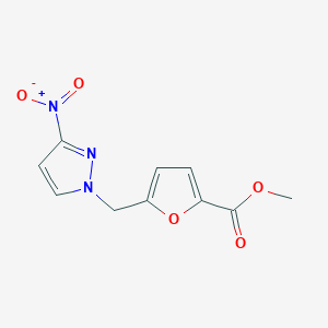 molecular formula C10H9N3O5 B8495335 5-(3-Nitro-pyrazol-1-ylmethyl)-furan-2-carboxylic acid methyl ester 