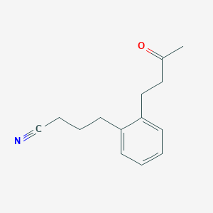 molecular formula C14H17NO B8495446 4-[2-(3-Oxobutyl)phenyl]butanenitrile CAS No. 65349-65-7