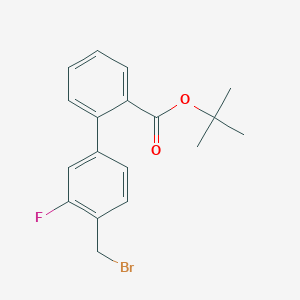 molecular formula C18H18BrFO2 B8495468 4'-Bromomethyl-3'-fluorobiphenyl-2-carboxylic acid t-butyl ester 