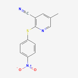molecular formula C13H9N3O2S B8495496 5-Methyl-2-[(4-nitrophenyl)sulfanyl]pyridine-3-carbonitrile CAS No. 87373-60-2