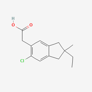 molecular formula C14H17ClO2 B8495510 2-Ethyl-6-chloro-2-methyl-5-indanacetic acid CAS No. 57145-17-2