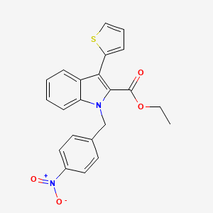 molecular formula C22H18N2O4S B8495515 1h-Indole-2-carboxylic acid,1-[(4-nitrophenyl)methyl]-3-(2-thienyl)-,ethyl ester 