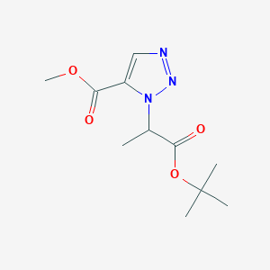 molecular formula C11H17N3O4 B8495639 methyl 1-(2-tert-butoxy-1-methyl-2-oxoethyl)-1H-1,2,3-triazole-5-carboxylate 