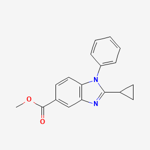 molecular formula C18H16N2O2 B8495701 Methyl 2-cyclopropyl-1-phenyl-1H-benzimidazole-5-carboxylate 