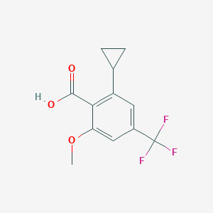 molecular formula C12H11F3O3 B8495780 2-Cyclopropyl-6-methoxy-4-trifluoromethyl-benzoic acid 