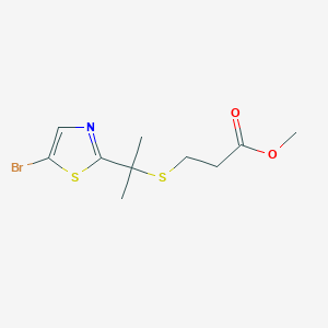molecular formula C10H14BrNO2S2 B8495886 Methyl 3-{[2-(5-bromo-1,3-thiazol-2-yl)propan-2-yl]sulfanyl}propanoate 