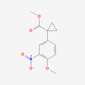 molecular formula C12H13NO5 B8495912 1-(4-Methoxy-3-nitro-phenyl)-cyclopropanecarboxylic acid methyl ester 