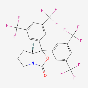molecular formula C22H13F12NO2 B8495990 (7aR)-1,1-bis(3,5-bis(trifluoromethyl)phenyl)tetrahydropyrrolo[1,2-c]oxazol-3(1H)-one 