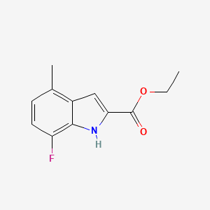 molecular formula C12H12FNO2 B8496168 7-fluoro-4-methyl-1H-indole-2-carboxylic acid ethyl ester 