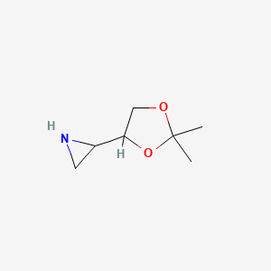 molecular formula C7H13NO2 B8496195 2-(2,2-Dimethyl-1,3-dioxolan-4-yl)aziridine 