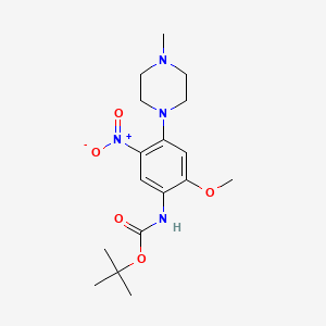 molecular formula C17H26N4O5 B8496244 tert-Butyl N-[2-methoxy-4-(4-methylpiperazin-1-yl)-5-nitrophenyl]carbamate 