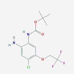 molecular formula C13H16ClF3N2O3 B8496346 Carbamic acid,[2-amino-4-chloro-5-(2,2,2-trifluoroethoxy)phenyl]-,1,1-dimethylethyl ester 