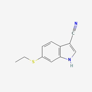 molecular formula C11H10N2S B8496377 6-ethylsulfanyl-1H-indole-3-carbonitrile 