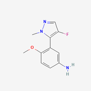 molecular formula C11H12FN3O B8496389 3-(4-fluoro-2-methyl-2H-pyrazol-3-yl)-4-methoxy-phenylamine 