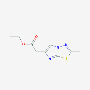 molecular formula C9H11N3O2S B8496448 (2-Methyl-imidazo[2,1-b][1,3,4]thiadiazol-6-yl)acetic acid ethyl ester 