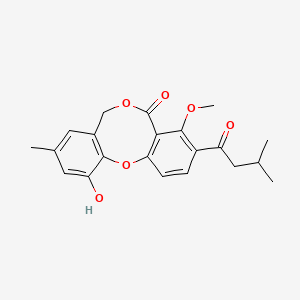 molecular formula C21H22O6 B8496464 11-Hydroxy-4-methoxy-9-methyl-3-(3-methyl-butyryl)-7H-6,12-dioxa-dibenzo[a,d]cycloocten-5-one 