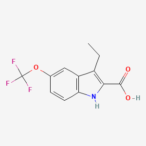 molecular formula C12H10F3NO3 B8496576 Ethyl 5-trifluoromethoxyindole-2-carboxylic acid 
