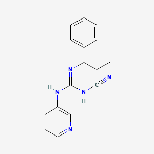molecular formula C16H17N5 B8496604 Guanidine, N-cyano-N'-(1-phenylpropyl)-N''-3-pyridinyl- CAS No. 155342-61-3