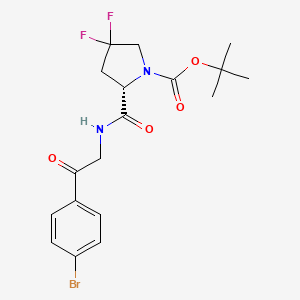 molecular formula C18H21BrF2N2O4 B8496608 (S)-tert-butyl 2-(2-(4-bromophenyl)-2-oxoethylcarbamoyl)-4,4-difluoropyrrolidine-1-carboxylate CAS No. 1007881-99-3