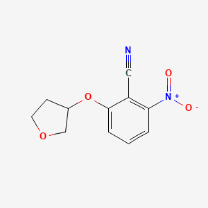 molecular formula C11H10N2O4 B8496778 2-Nitro-6-(tetrahydrofuran-3-yloxy)benzonitrile 
