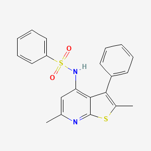 molecular formula C21H18N2O2S2 B8497105 N-(2,6-dimethyl-3-phenylthieno[2,3-b]pyridin-4-yl)benzenesulfonamide 